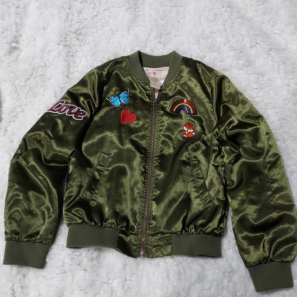 Kandy Kiss juniors medium green bomber jacket